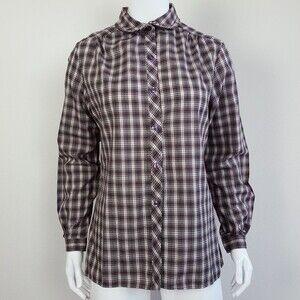 Vintage 80's Miss Fashionality Purple Plaid Button-Up Shirt
